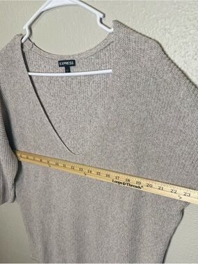 Express Women's V-Neck Knit Sweater in Light Taupe size M